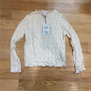 Zara Cream Textured Top
